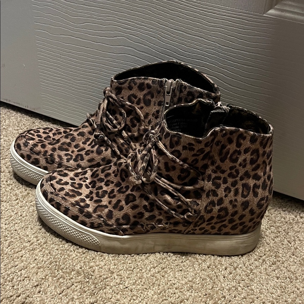 Leopard Print Wedge Sneakers
